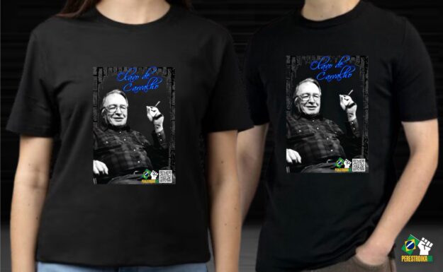 Olavo de Carvalho - Camisa Unissex - Cor: Branca / Preta - Imagem 3
