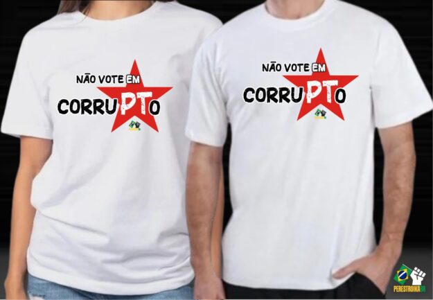 Não Vote em Corrupto - Camisa Unissex - Cor: Branca/Preta - Imagem 3