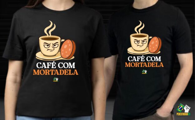 Café com Mortadela - Camisa Unissex - Cor: branca / preta - Imagem 3